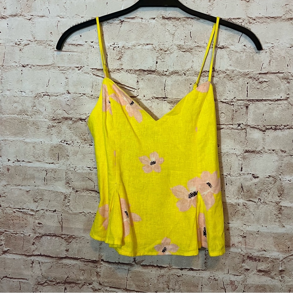 Zara yellow flower adjustable strap tank top size medium